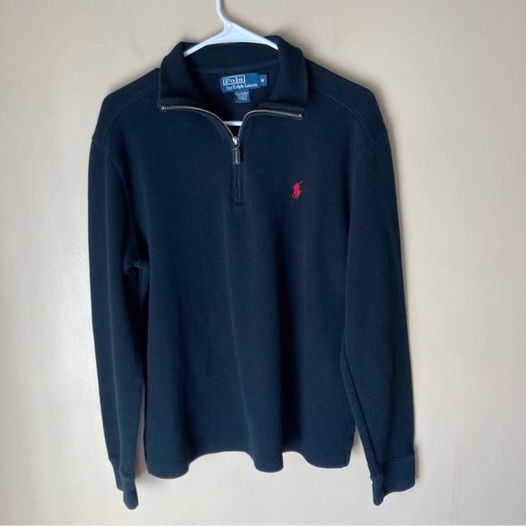 Polo Ralph Lauren Men's Black 1/4 Zip Sweater - Picture 2 of 5